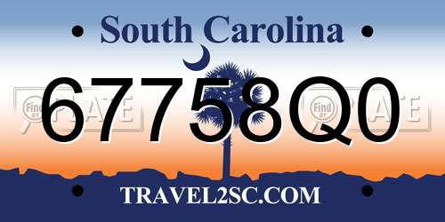 67758Q0 South Carolina License Plate
