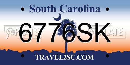 6776SK South Carolina License Plate