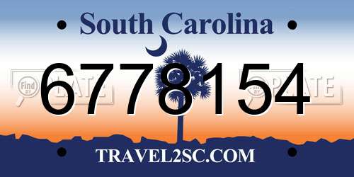 6778154 South Carolina License Plate