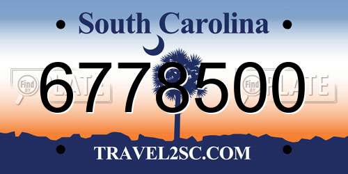 6778500 South Carolina License Plate