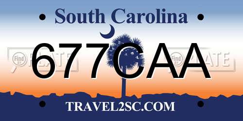 677CAA South Carolina License Plate