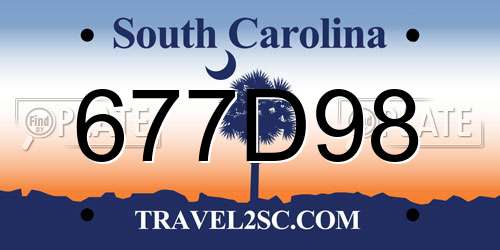677D98 South Carolina License Plate