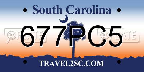 677PC5 South Carolina License Plate