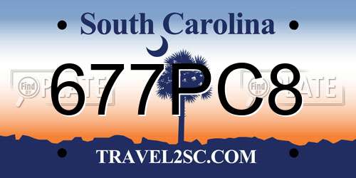 677PC8 South Carolina License Plate