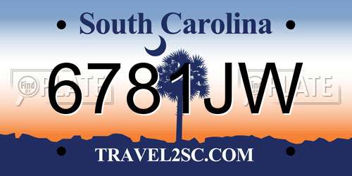6781JW South Carolina License Plate