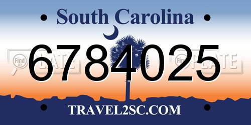6784025 South Carolina License Plate