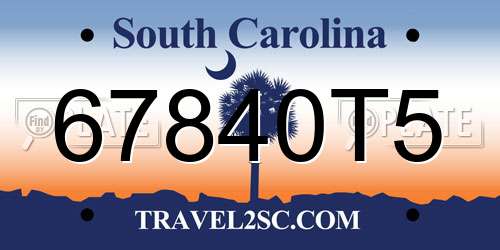 67840T5 South Carolina License Plate