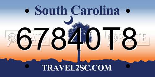 67840T8 South Carolina License Plate