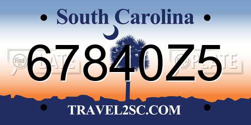 67840Z5 South Carolina License Plate