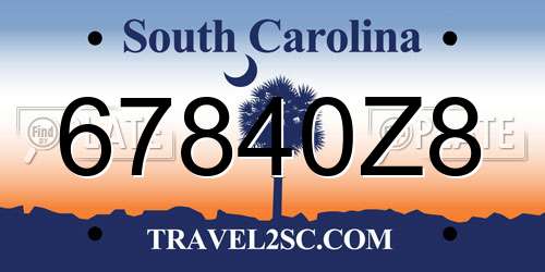 67840Z8 South Carolina License Plate