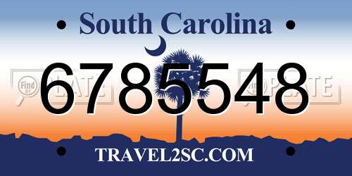6785548 South Carolina License Plate