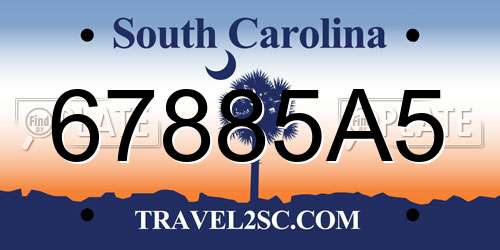 67885A5 South Carolina License Plate