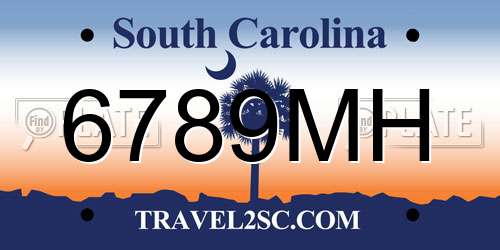 6789MH South Carolina License Plate