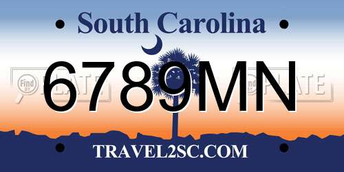 6789MN South Carolina License Plate