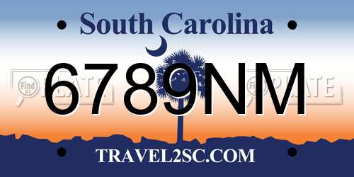 6789NM South Carolina License Plate