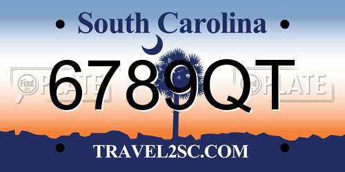 6789QT South Carolina License Plate