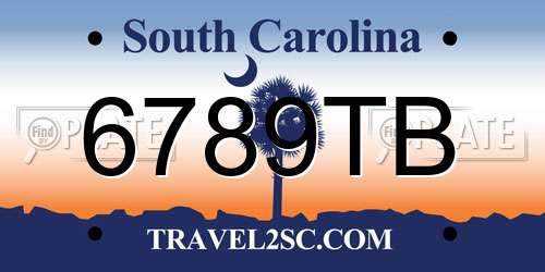 6789TB South Carolina License Plate