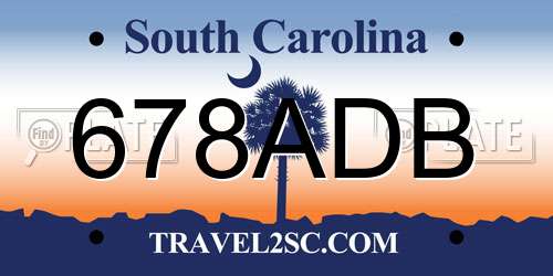 678ADB South Carolina License Plate