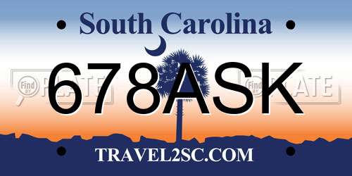 678ASK South Carolina License Plate