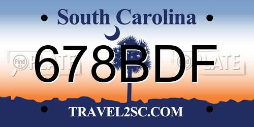 678BDF South Carolina License Plate