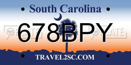 678BPY South Carolina License Plate