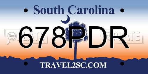 678PDR South Carolina License Plate