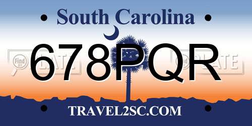 678PQR South Carolina License Plate