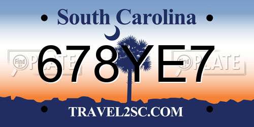 678YE7 South Carolina License Plate