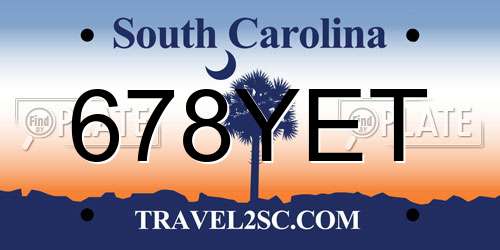 678YET South Carolina License Plate