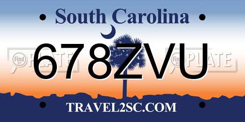 678ZVU South Carolina License Plate