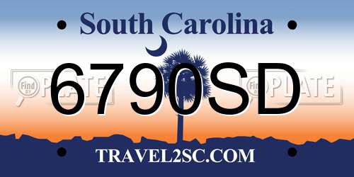 6790SD South Carolina License Plate