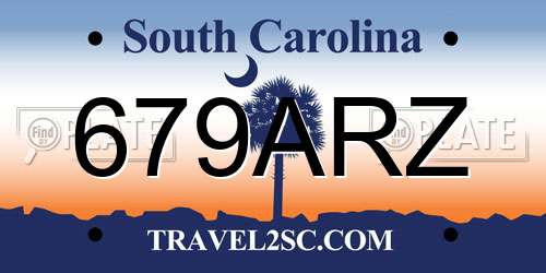 679ARZ South Carolina License Plate