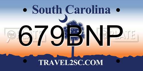 679BNP South Carolina License Plate
