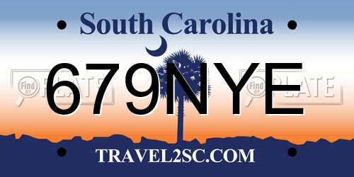 679NYE South Carolina License Plate