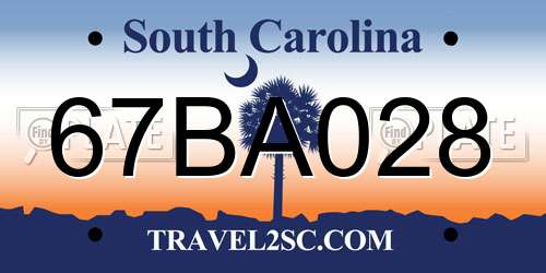 67BA028 South Carolina License Plate