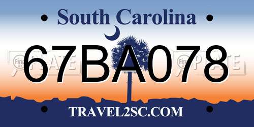 67BA078 South Carolina License Plate
