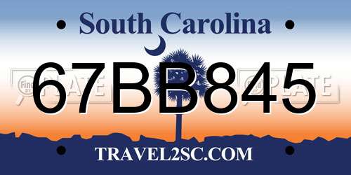 67BB845 South Carolina License Plate