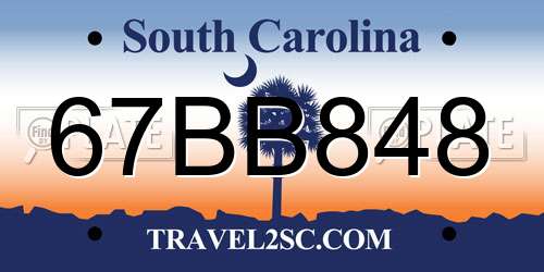 67BB848 South Carolina License Plate
