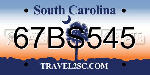 67BS545 South Carolina License Plate