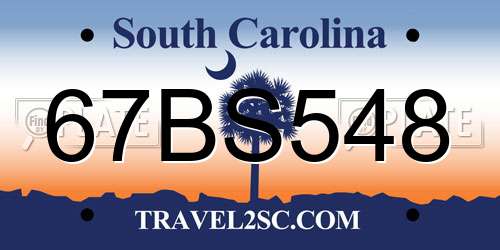 67BS548 South Carolina License Plate