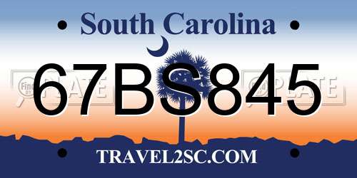 67BS845 South Carolina License Plate