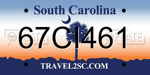 67CI461 South Carolina License Plate