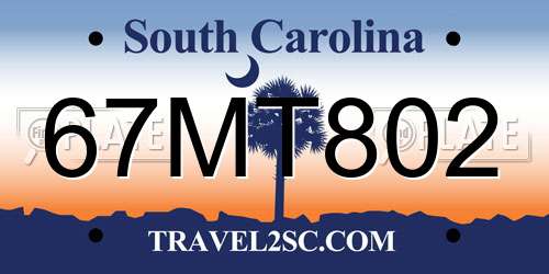 67MT802 South Carolina License Plate