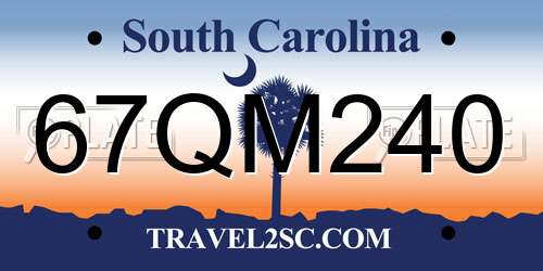 67QM240 South Carolina License Plate