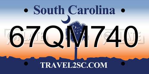 67QM740 South Carolina License Plate