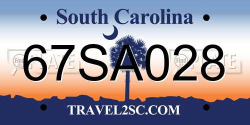 67SA028 South Carolina License Plate