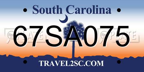 67SA075 South Carolina License Plate