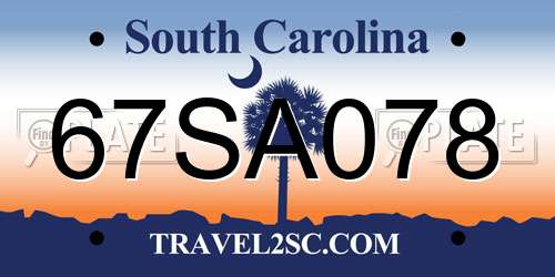 67SA078 South Carolina License Plate