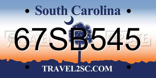 67SB545 South Carolina License Plate