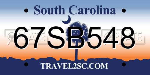 67SB548 South Carolina License Plate